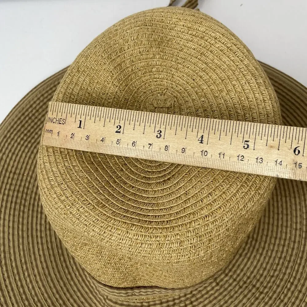 CAPPELLI Strawworld Women's Straw HAT with Striped Fabric Ribbon Detail BEIGE